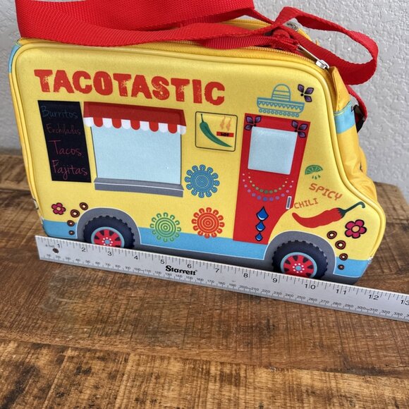 Big Mouth INC Lunch Box Tote Pail Taco Truck Yellow Tacotastic Shoulder Strap - Picture 5 of 11